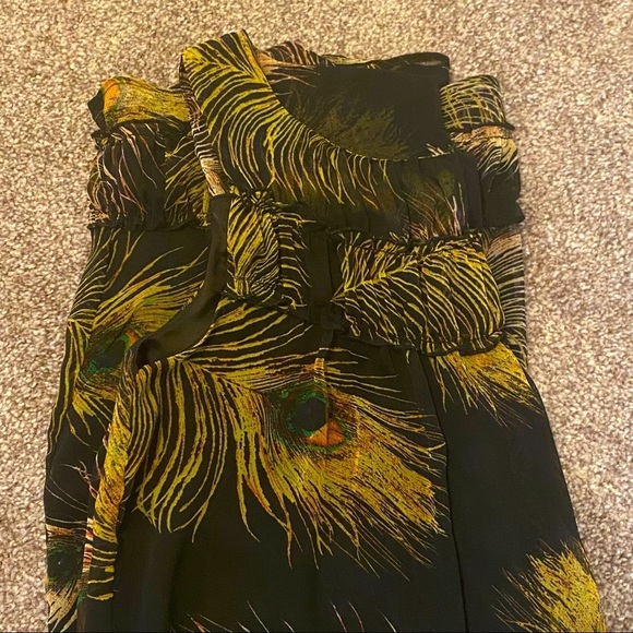 V Fish Dress Black with Peacock Feather Design - Picture 10 of 12